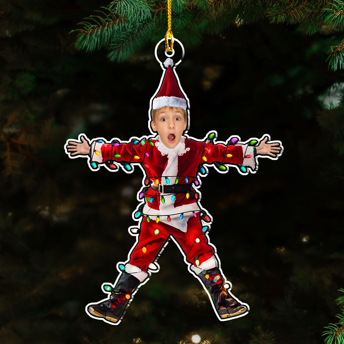 Funny Christmas Shocked Custom Face - Personalized Custom Acrylic Ornament