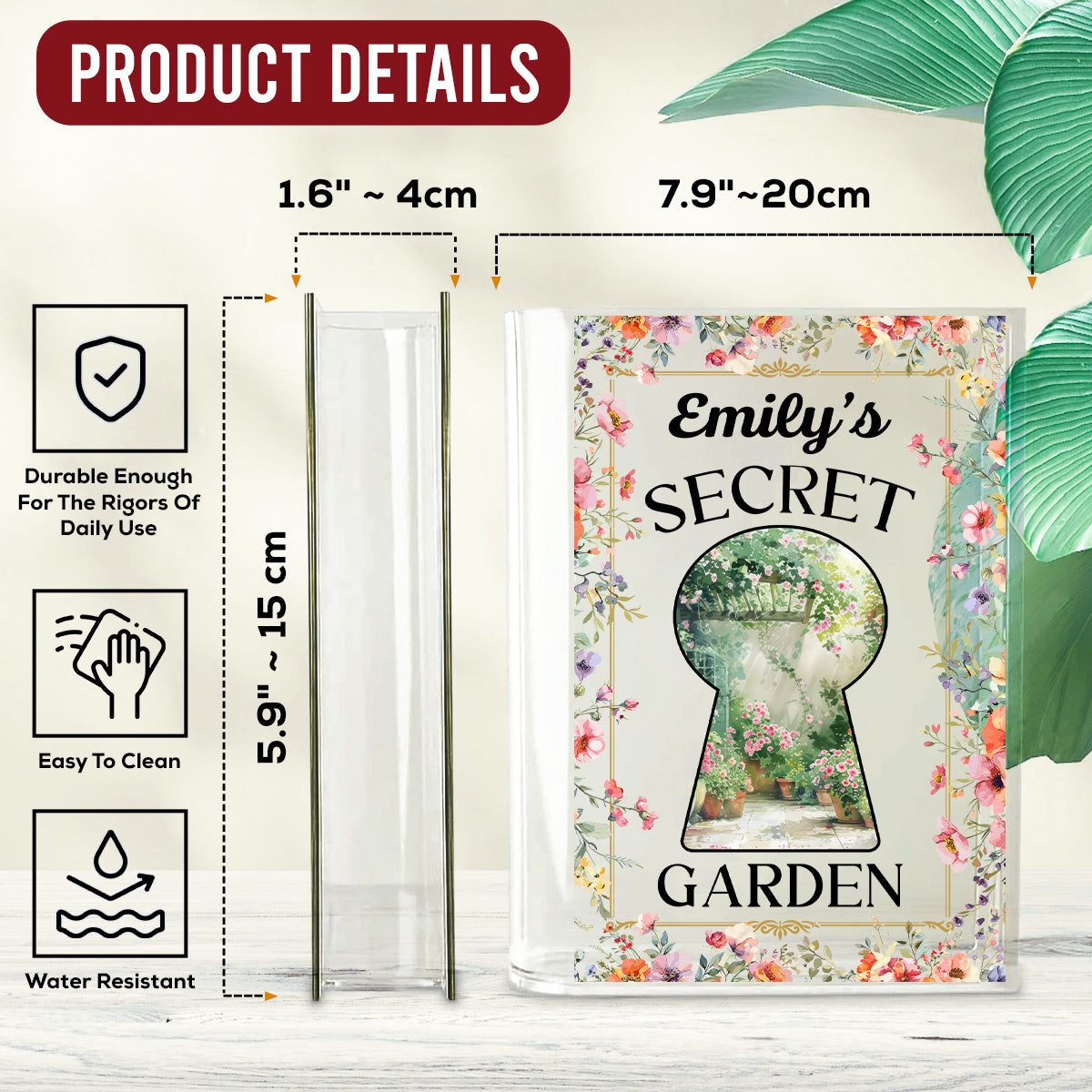 My Secret Garden - Personalized Custom Acrylic Book Vase