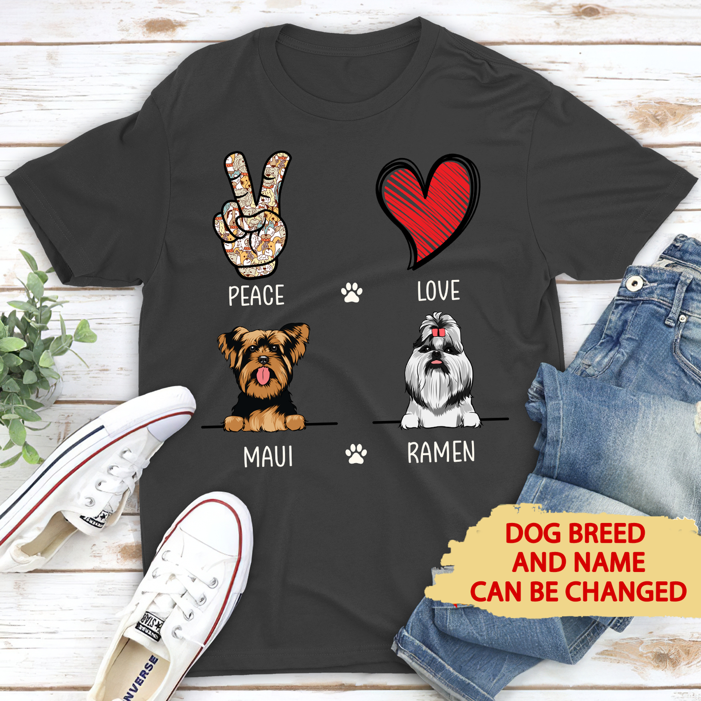 Peace Love Dog - Personalized Custom Unisex T-shirt