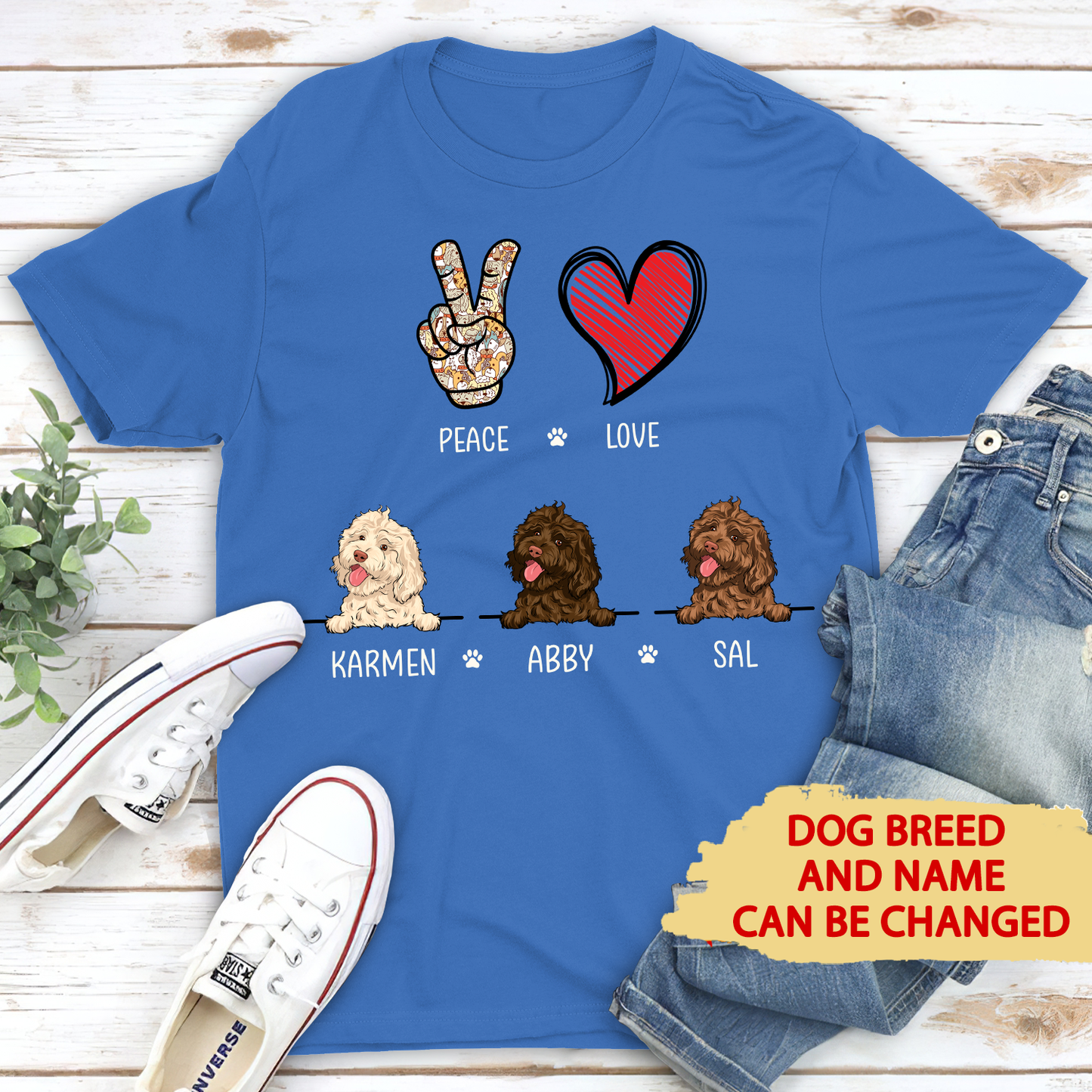 Peace Love Dog - Personalized Custom Unisex T-shirt