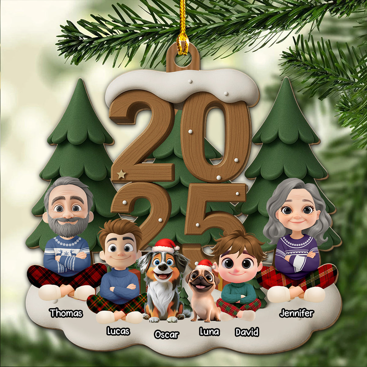 As A Family This Year - Personalized Custom 3D Effect Wood Ornament