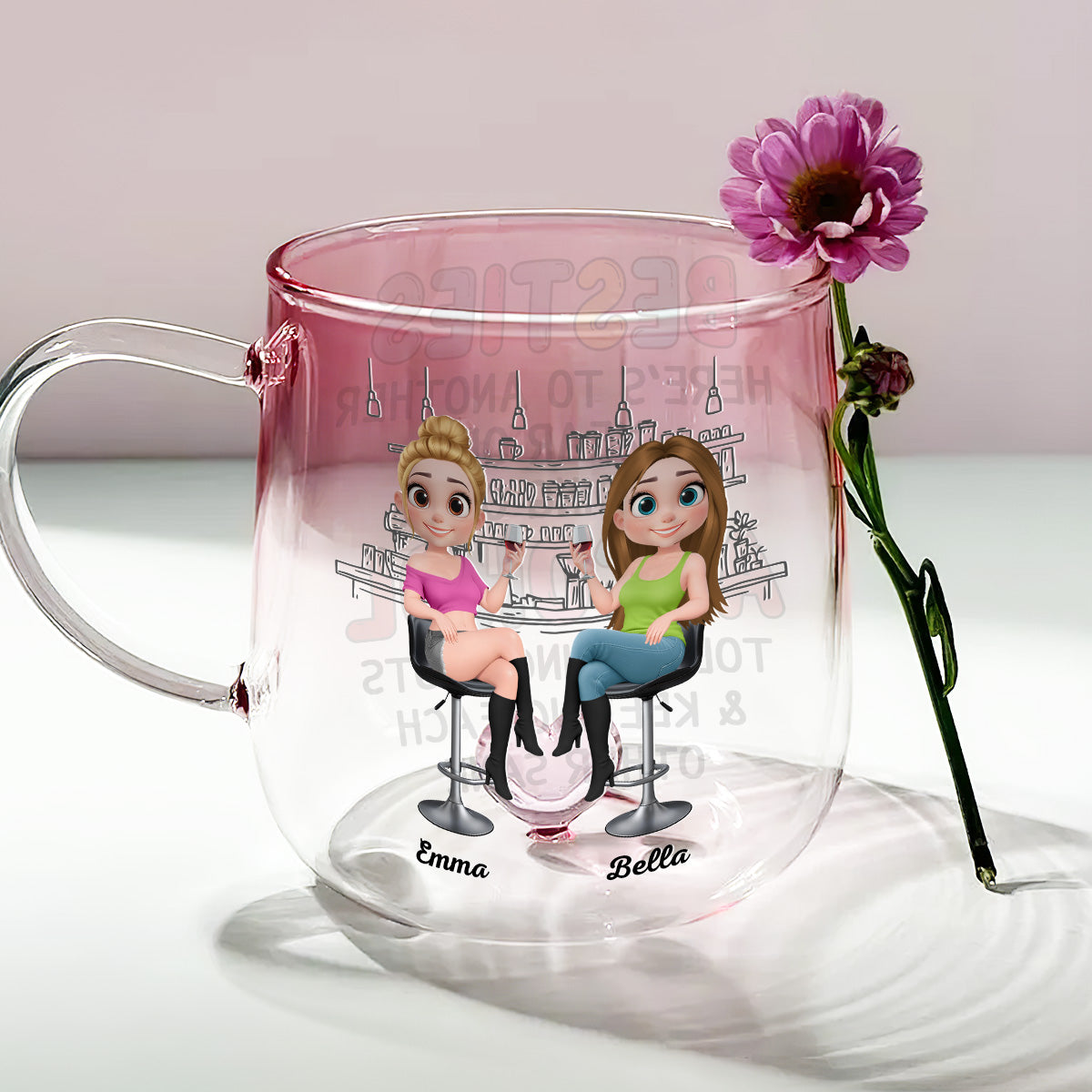 Another Year Of Bonding - Personalized Custom Pink Gradient Glass Mug