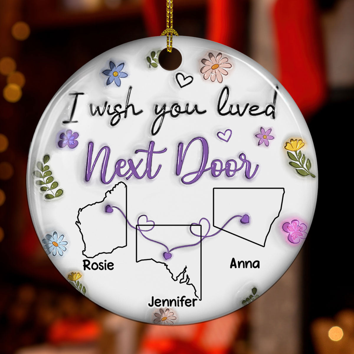 I Wish We Lived Closer Australia Version - Personalized Custom 3D Inflated Effect Ceramic Ornament