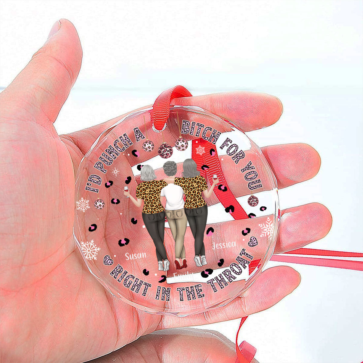 You And Me Right In The Throat - Personalized Custom Glass Ornament
