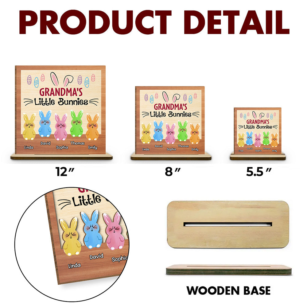 Little Bunnies - Personalized Custom 2-Layer Wood Plaque With Flat Base