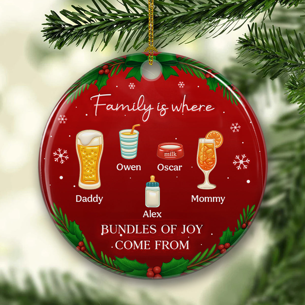 Bundles Of Joy - Personalized Custom 3D Inflated Effect Ceramic Ornament