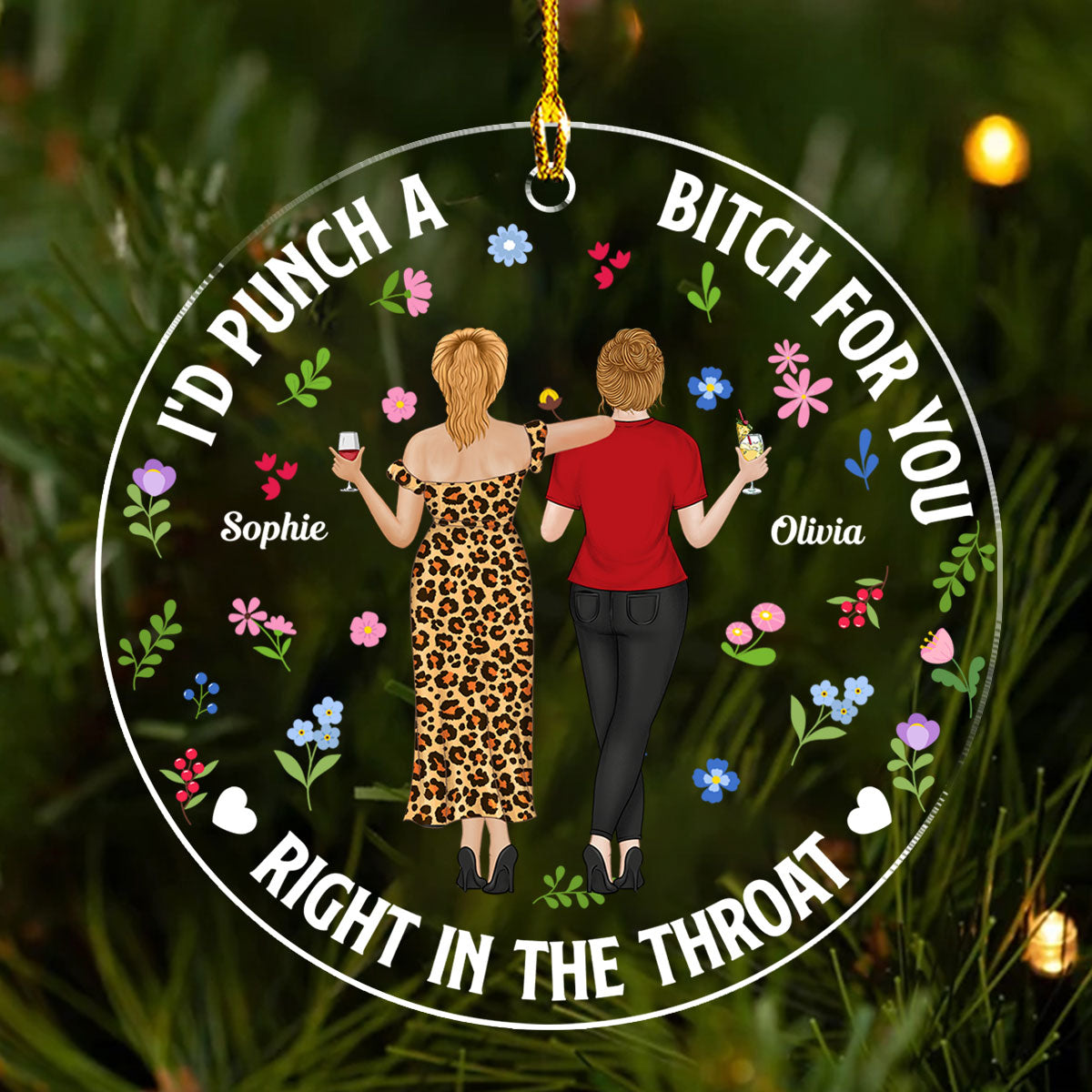 Punch Bitch Besties - Personalized Custom Acrylic Ornament