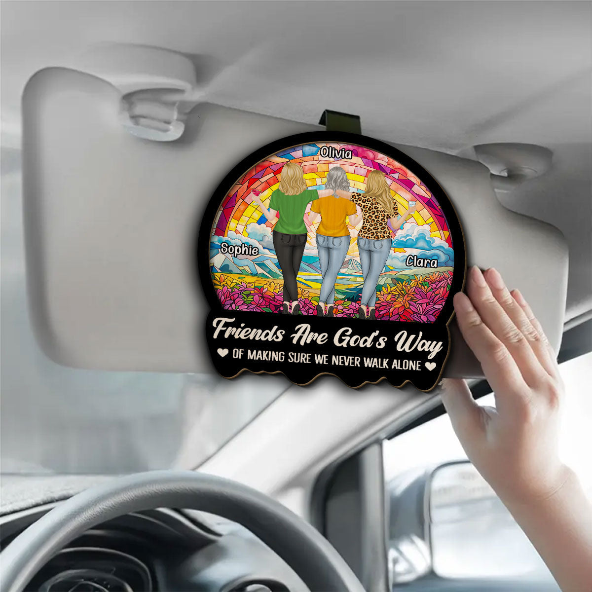 Never Walk Alone Besties - Personalized Custom Car Visor Clip