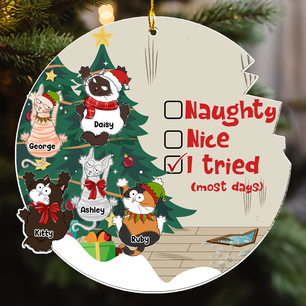 Naughty Or Nice - Personalized Custom Acrylic Ornament