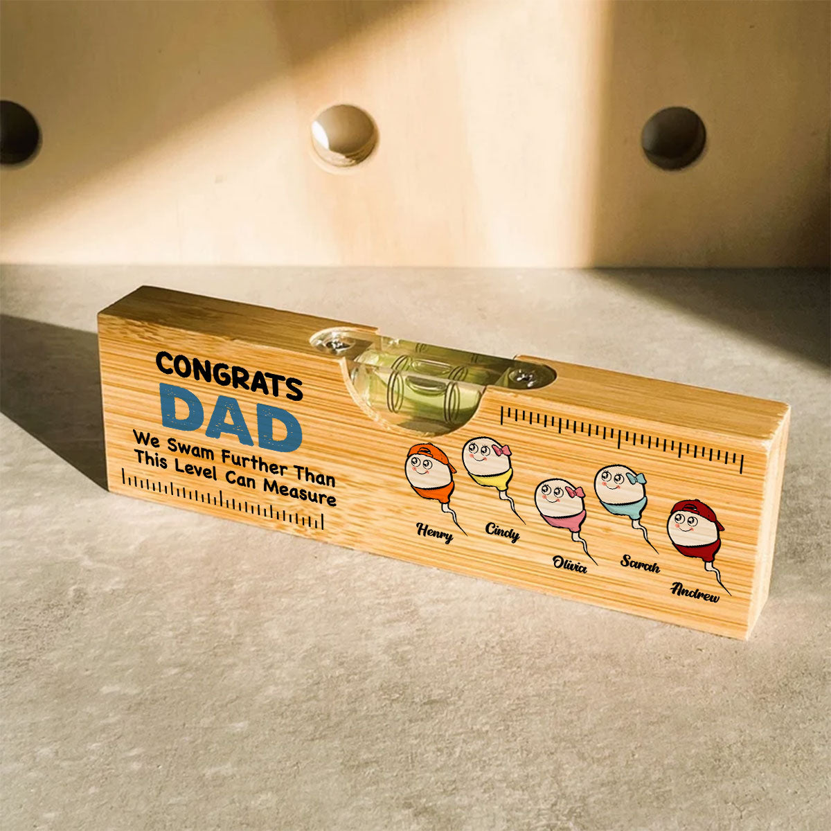 We Swam Further Than This Level Can Measure - Personalized Custom Wooden Spirit Level Bottle Opener