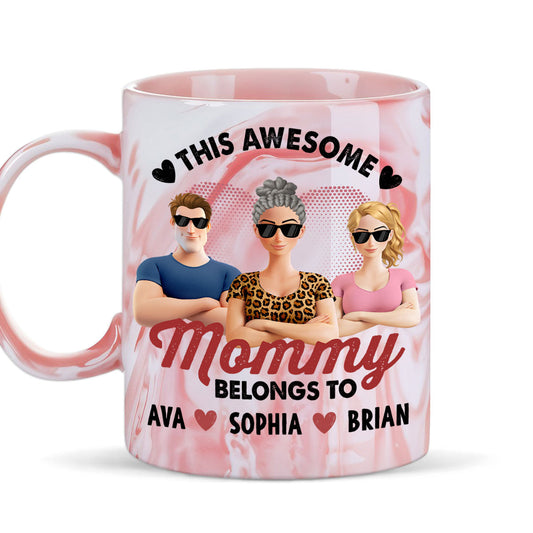 This Awesome Women Belongs To Us - Personalized Custom Pink Marble Mug