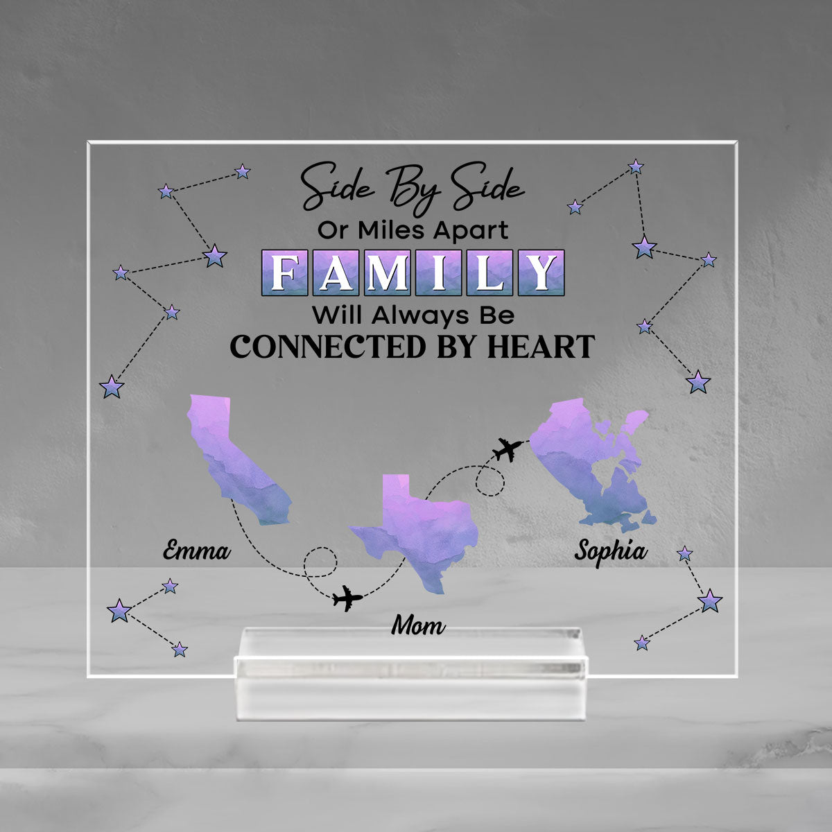 Side By Side -  Personalized Custom Acrylic Plaque With Base