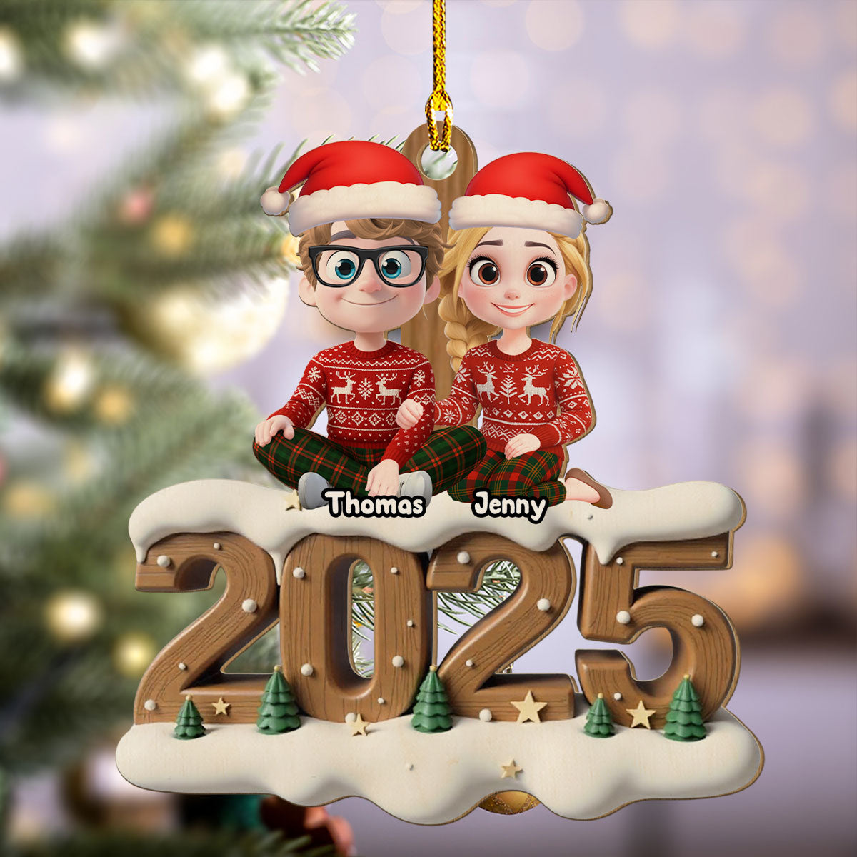 Us From Now Onwards - Personalized Custom 3D Effect Wood Ornament