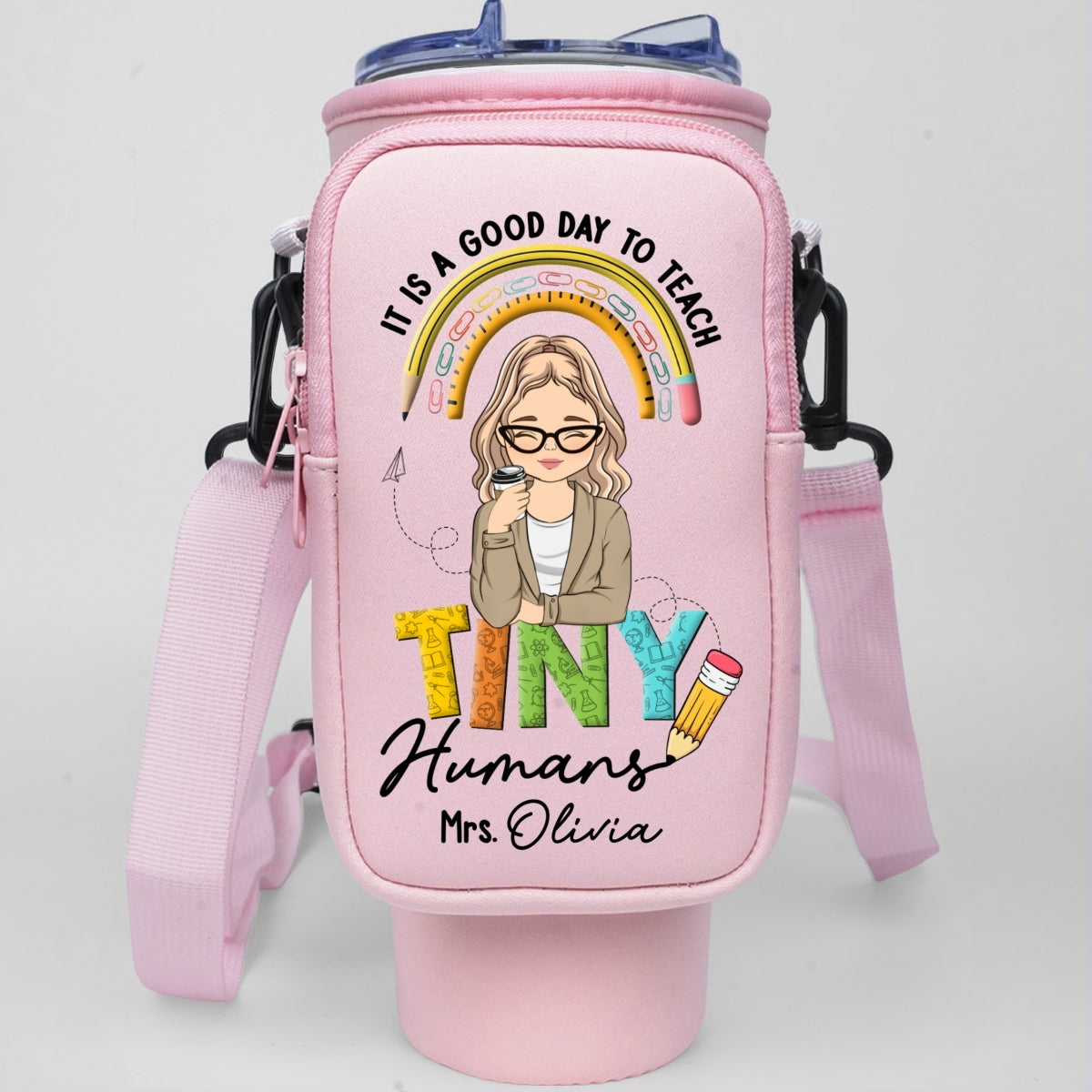 Inspiring Tiny Humans To Dream Big - Personalized Custom 40oz Water Bottle Carrier Bag