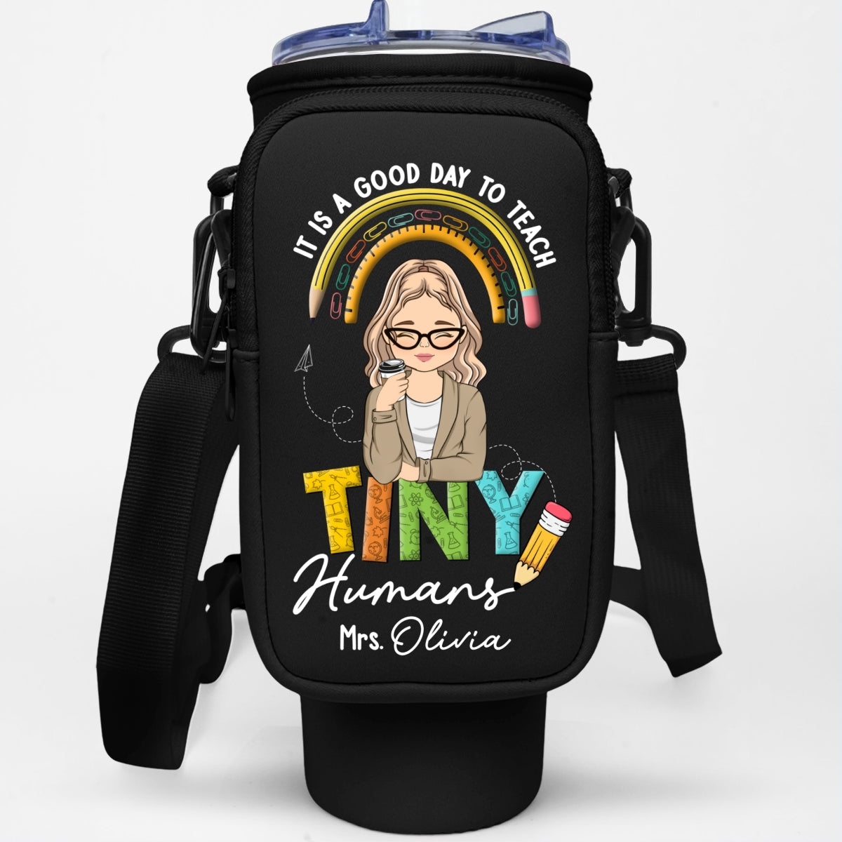 Inspiring Tiny Humans To Dream Big - Personalized Custom 40oz Water Bottle Carrier Bag
