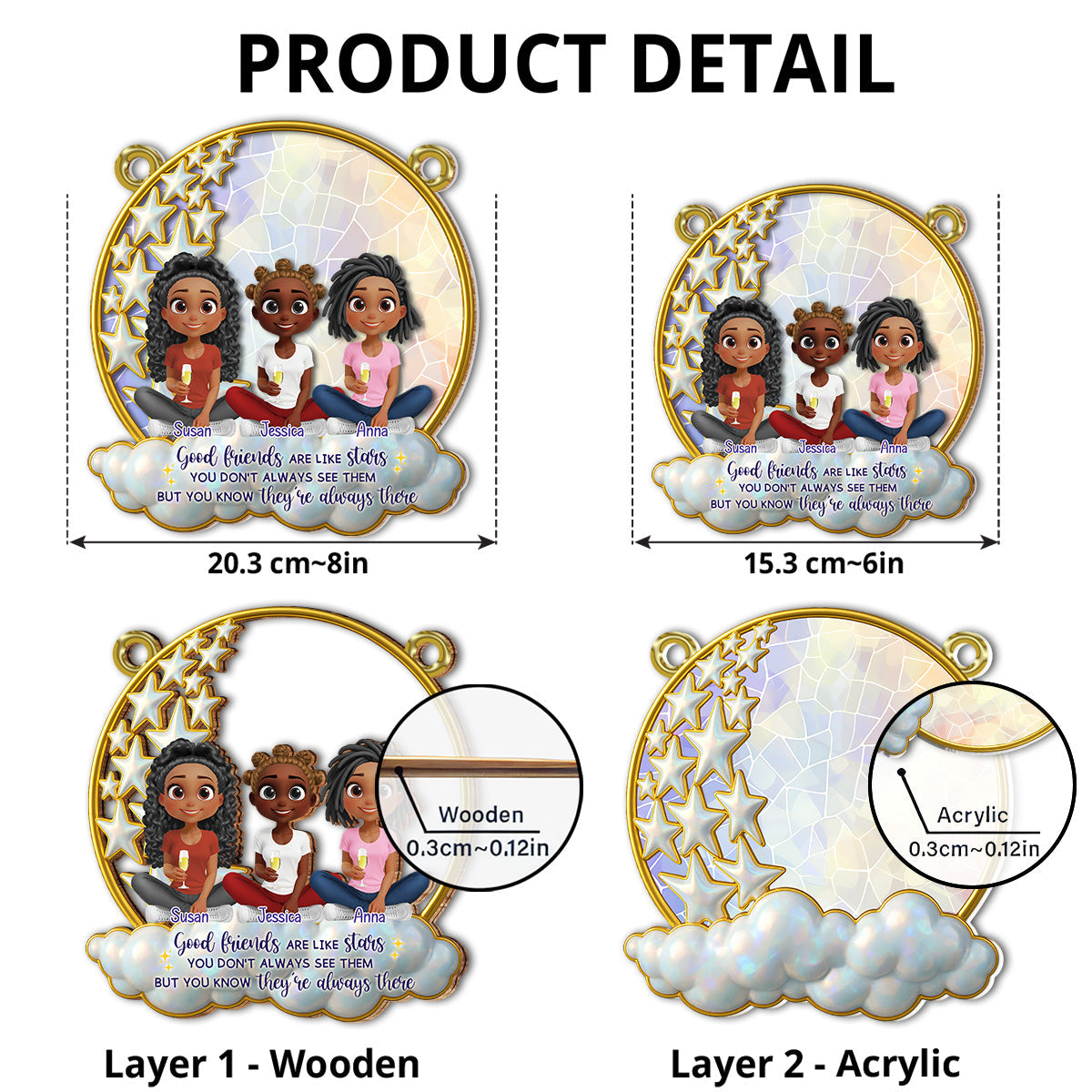 Good Friends Are Like Stars - Personalized Custom Suncatcher