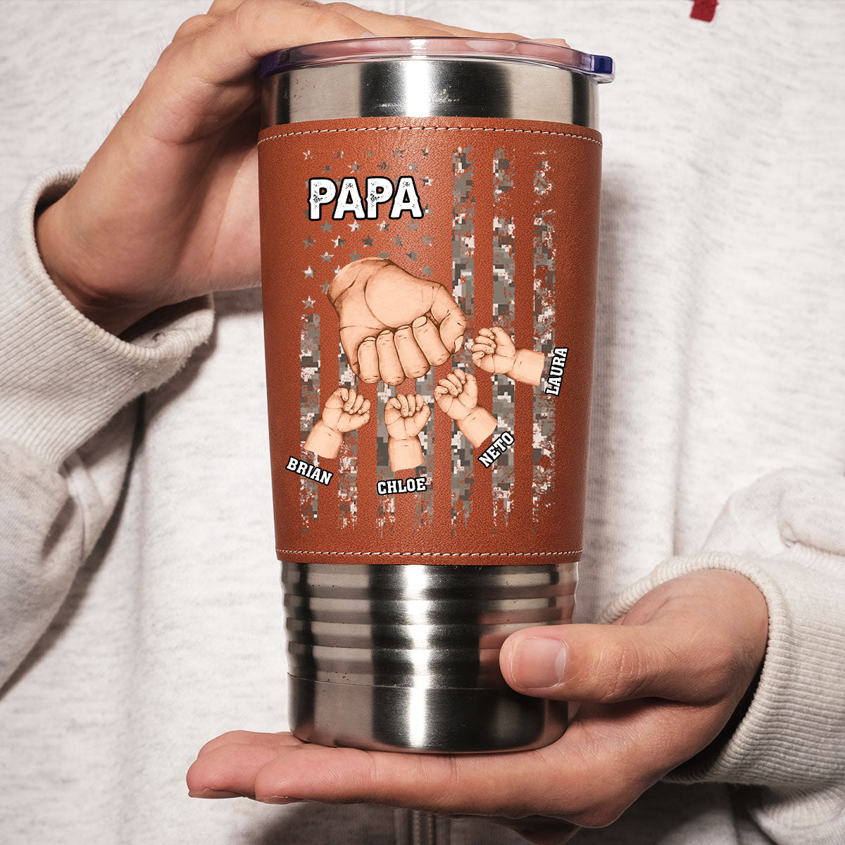 Best Dad Ever - Personalized Custom Leather Tumbler