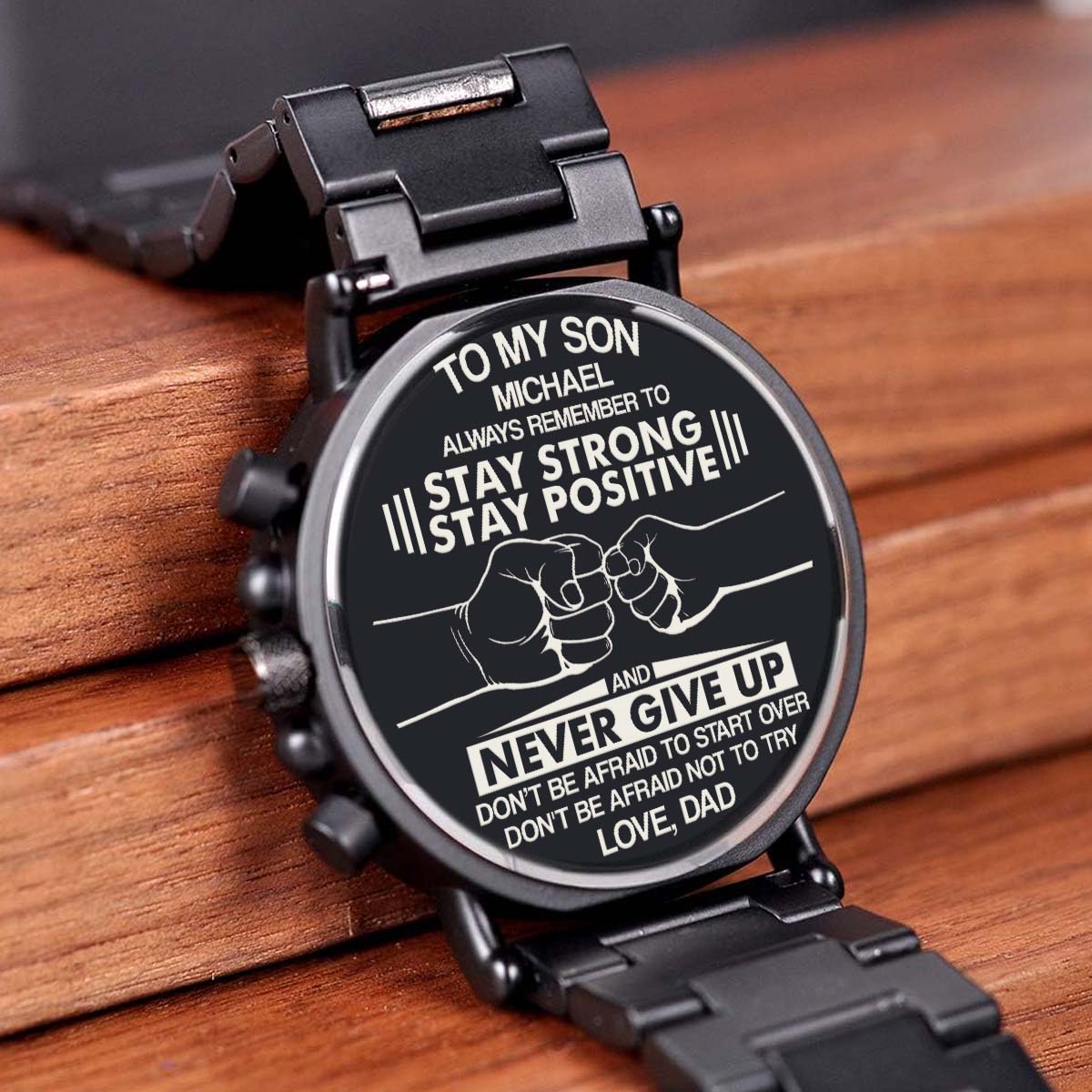 Stay Strong Stay Positive - Personalized Engraved Wooden Watches GQ026
