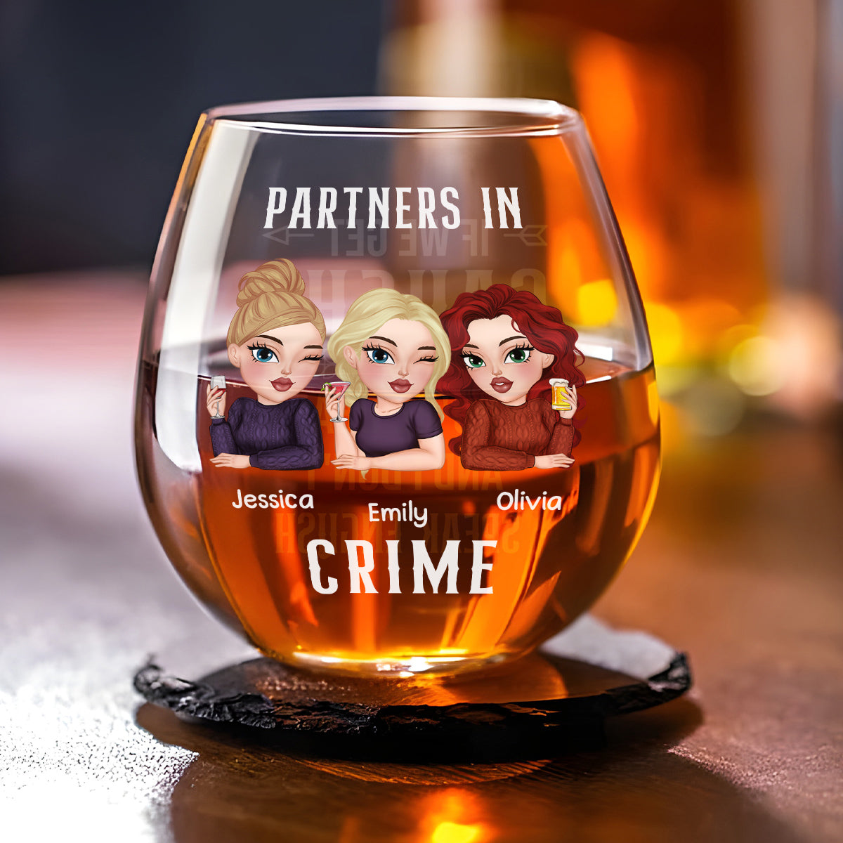 Partners In Crime - Personalized Custom Wine Glass