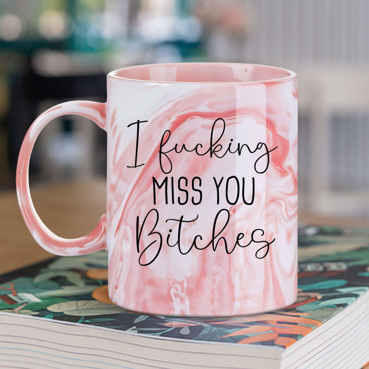 I Miss You Bestie - Personalized Custom Pink Marble Mug