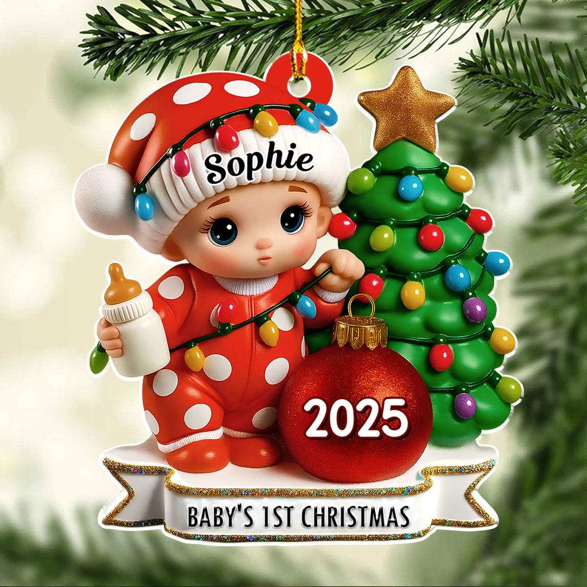 Red Dot Holiday - Personalized Custom Acrylic Ornament