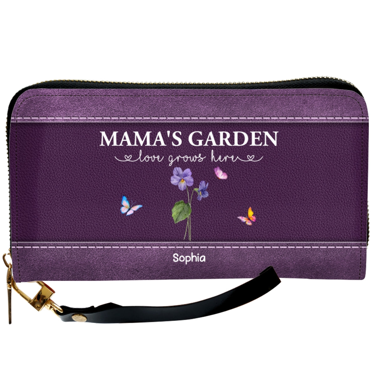 The Garden of Grandma Love Grows Here - Personalized Custom Leather Wallet