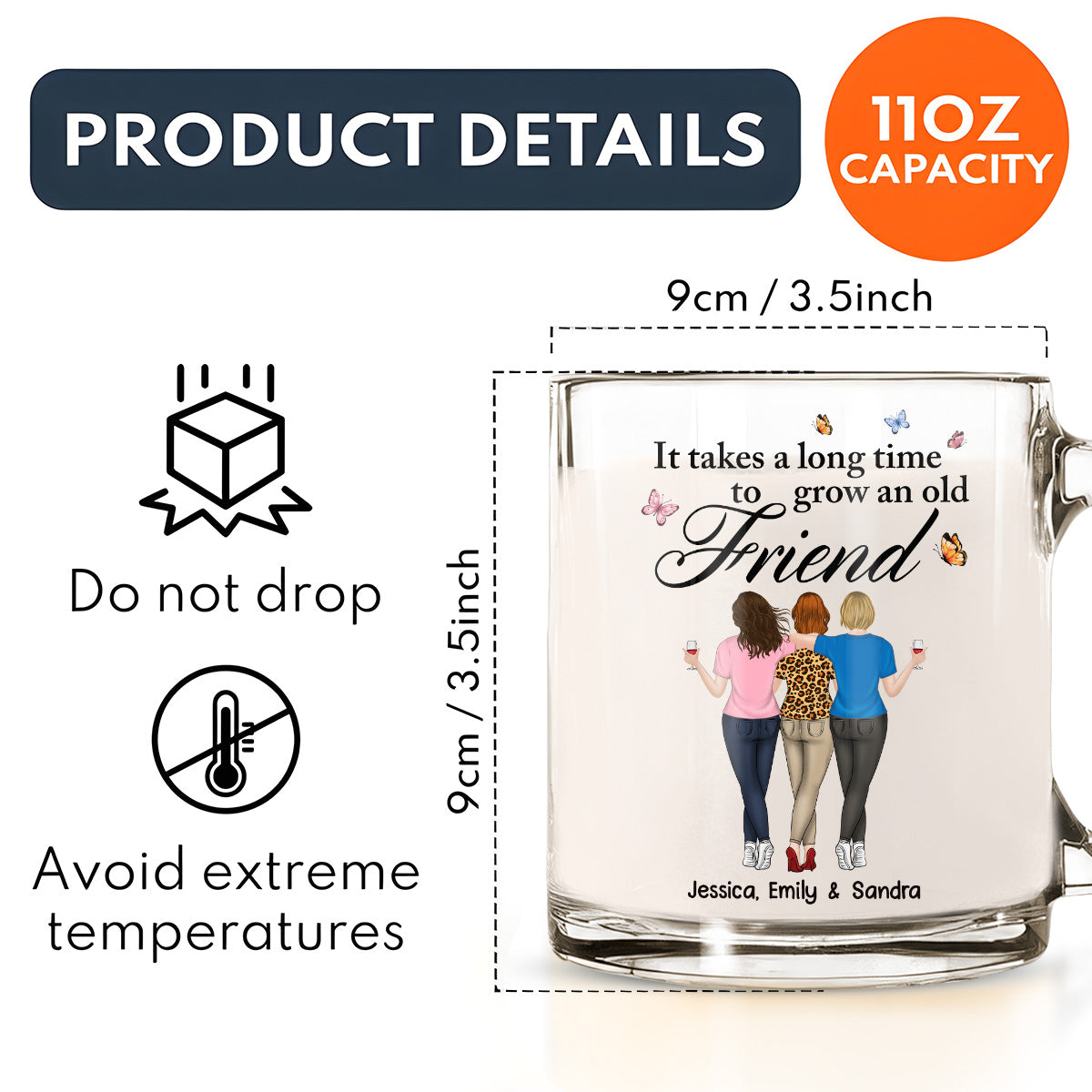 Besties Forever - Personalized Custom Glass Mug