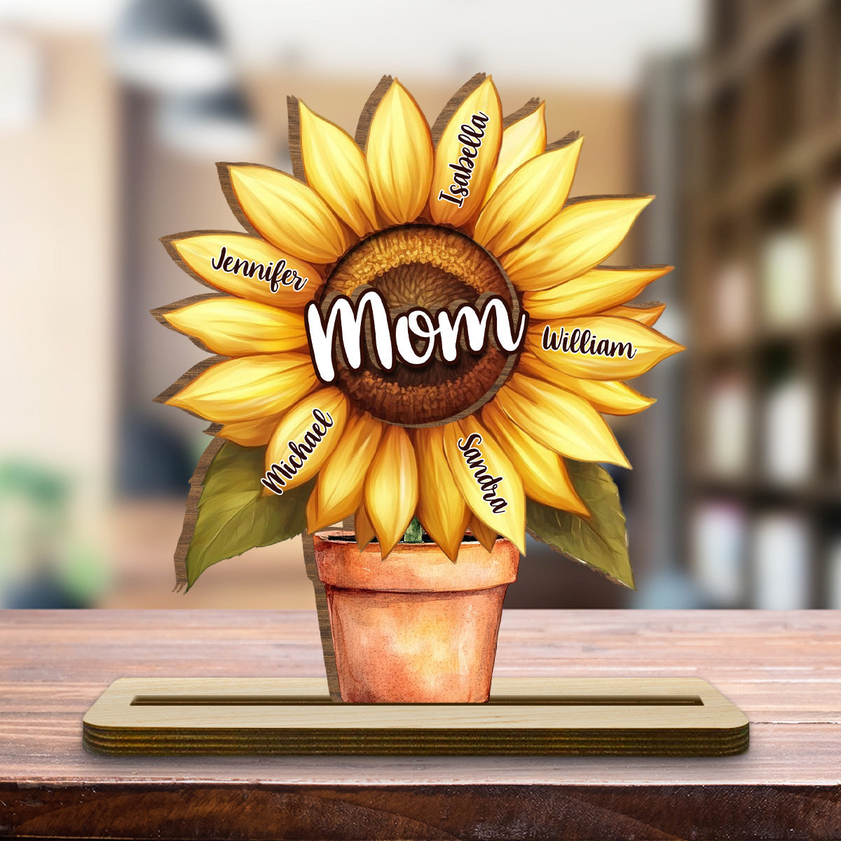 Grandma Sunflower - Personalized Custom 2-Layer Wood Plaque With Flat Base