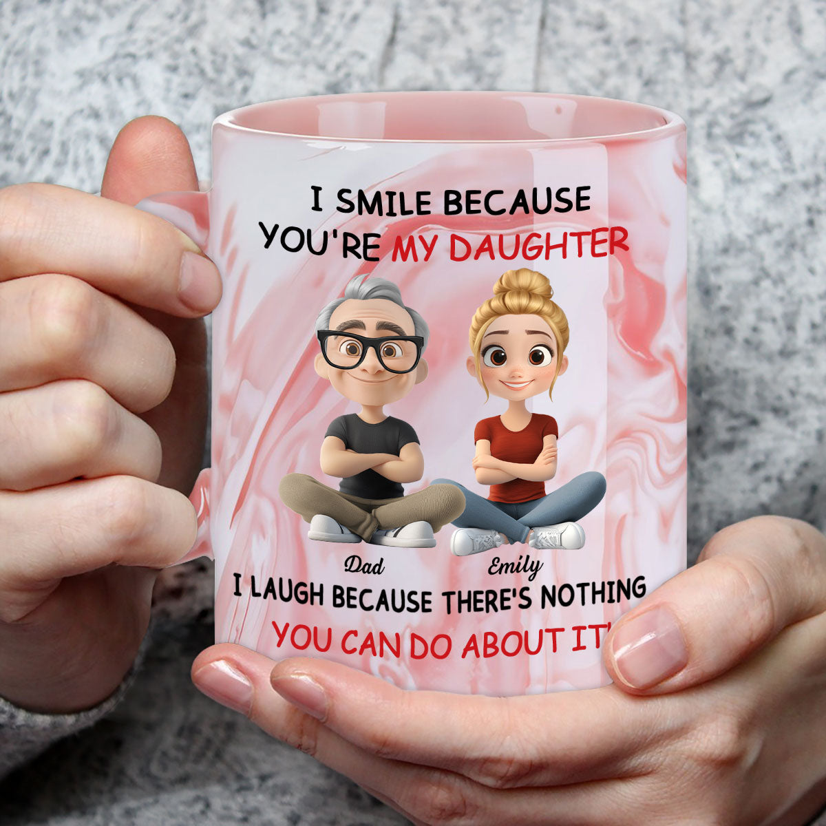 My Daughter - Personalized Custom Pink Marble Mug