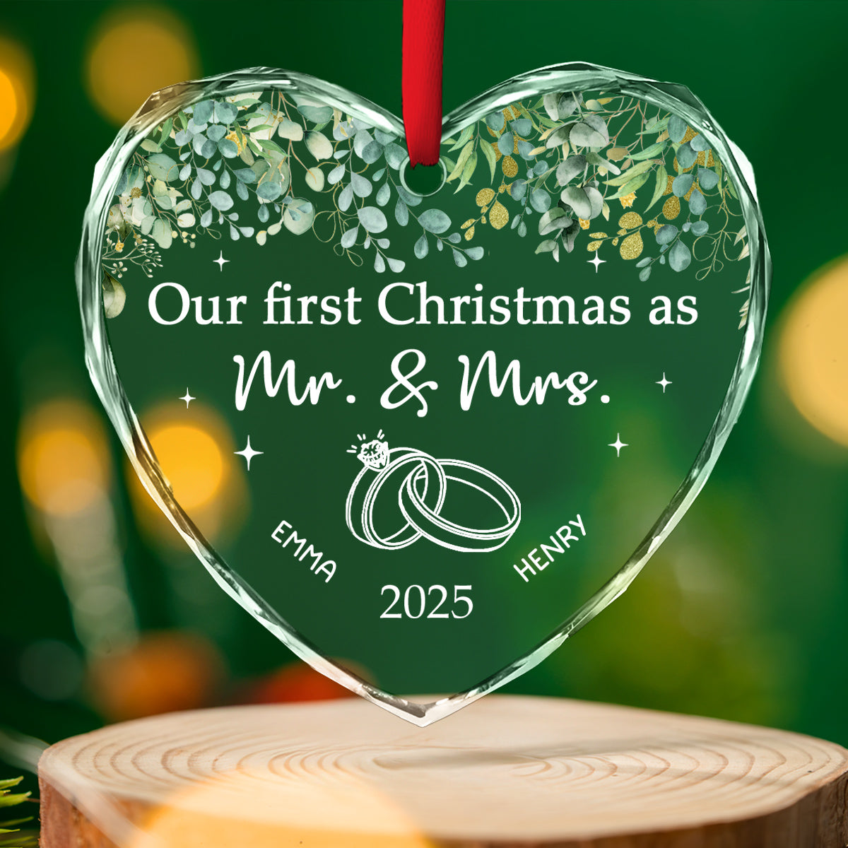 Our Wedding - Personalized Custom Glass Ornament