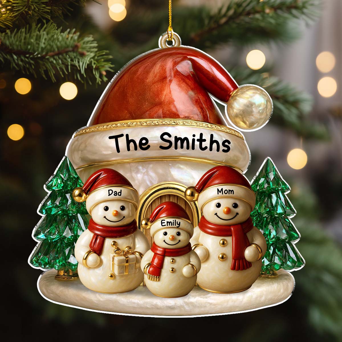 Family Christmas Brings Lasting Joy - Personalized Custom 3D Inflated Effect Acrylic Ornament