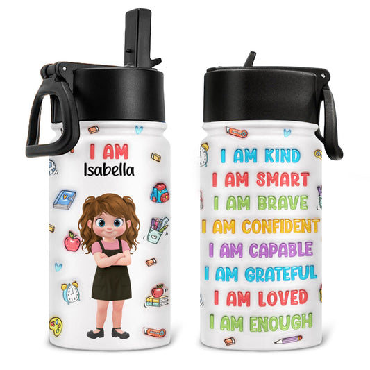 Kind Smart Loved Cartoonize - Personalized Custom 3D Inflated Effect Kids Water Bottle