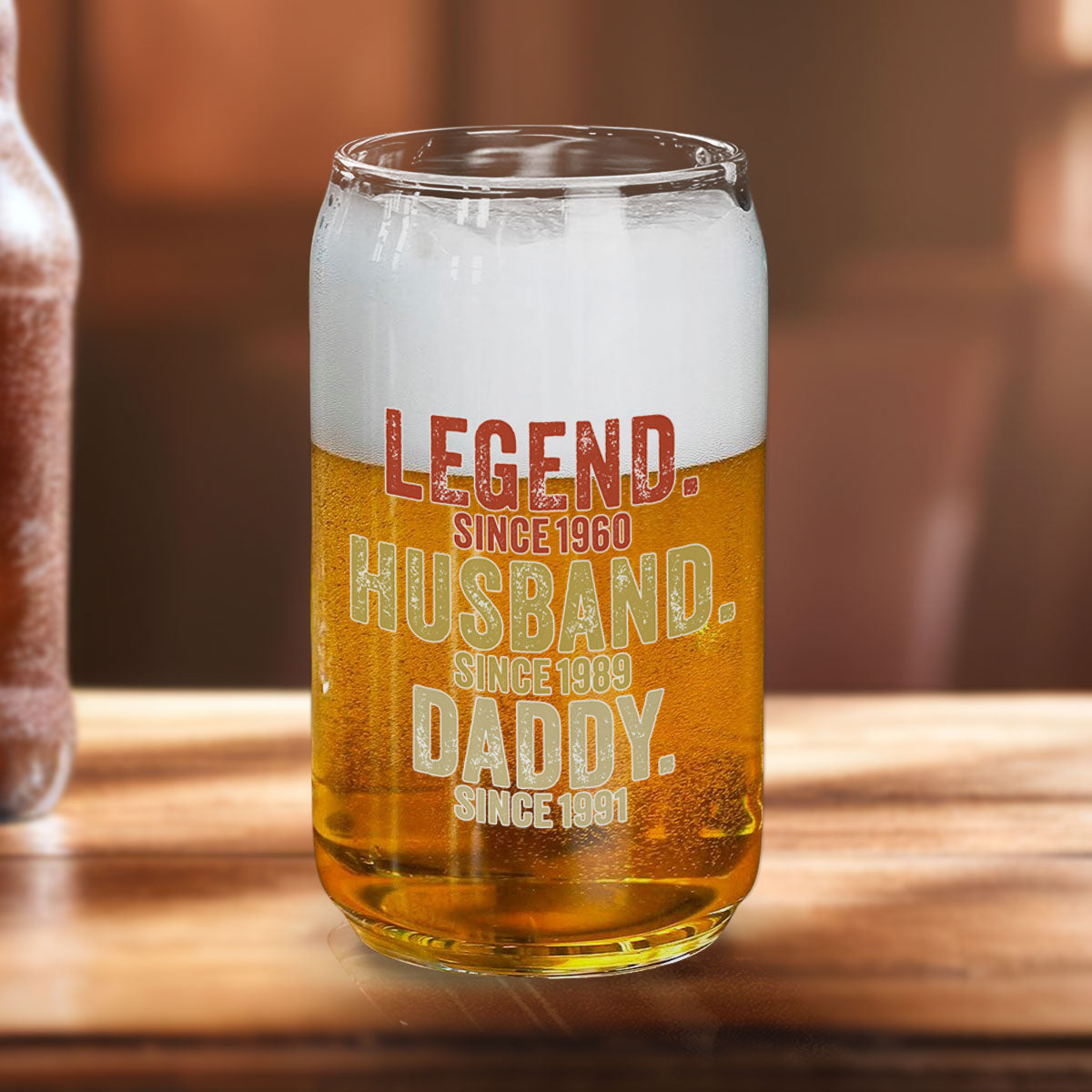 Legend Husband Dad Papa - Personalized Custom Beer Can Glass