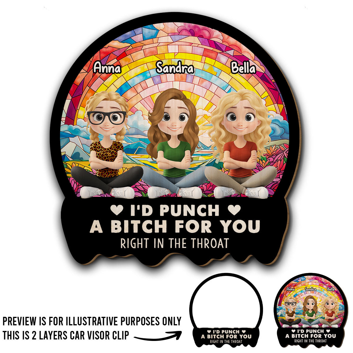 Right In The Throat Cartoonize - Personalized Custom Car Visor Clip