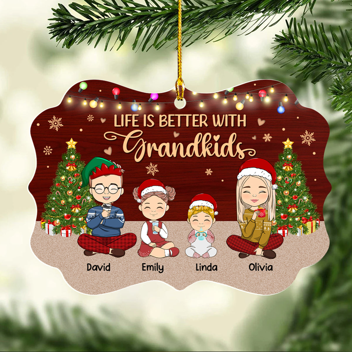 Life Is Better With Grandkids Christmas - Personalized Custom Acrylic Ornament