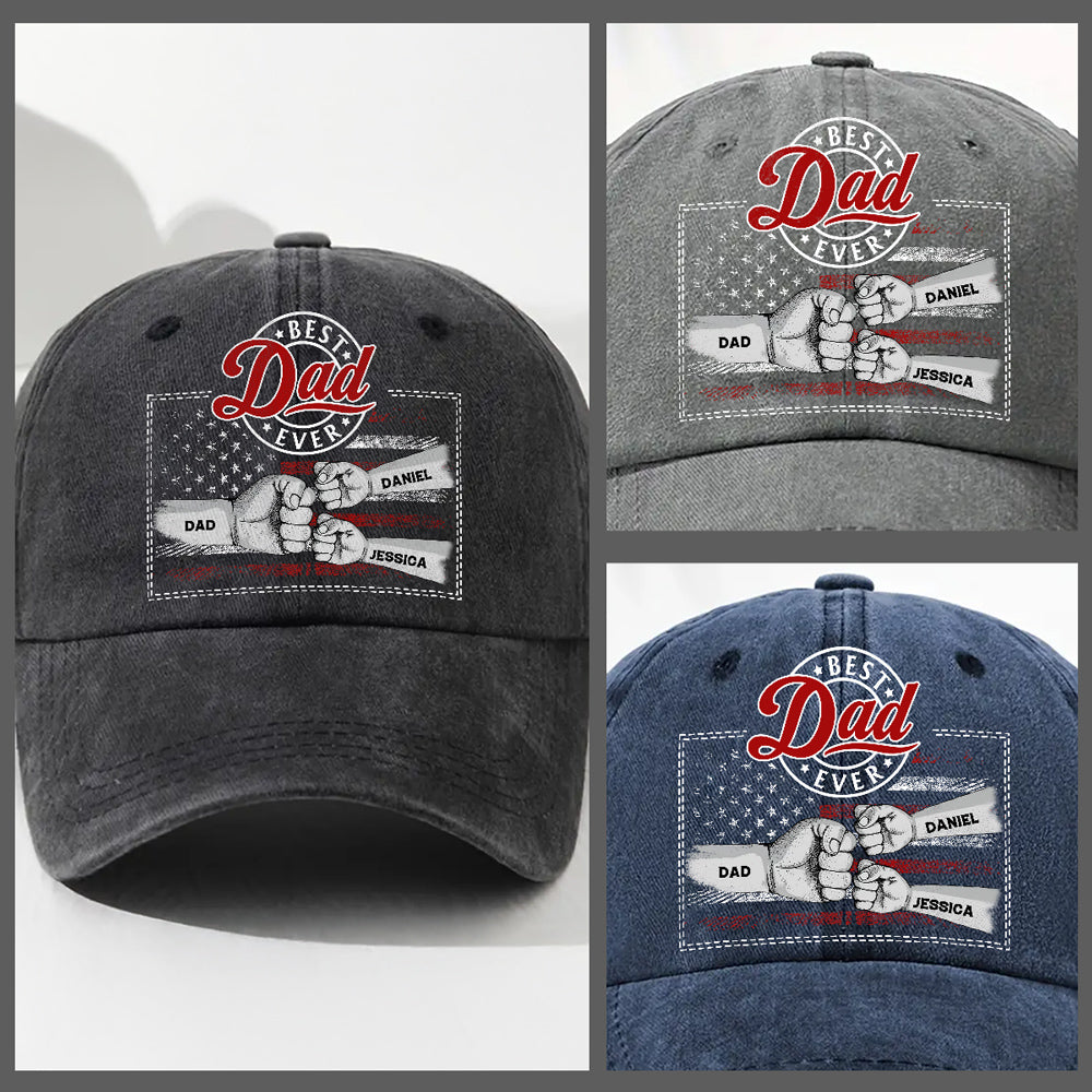 The Strength Of A Dad Is Born From Love - Personalized Custom Vintage Washed Denim Cap