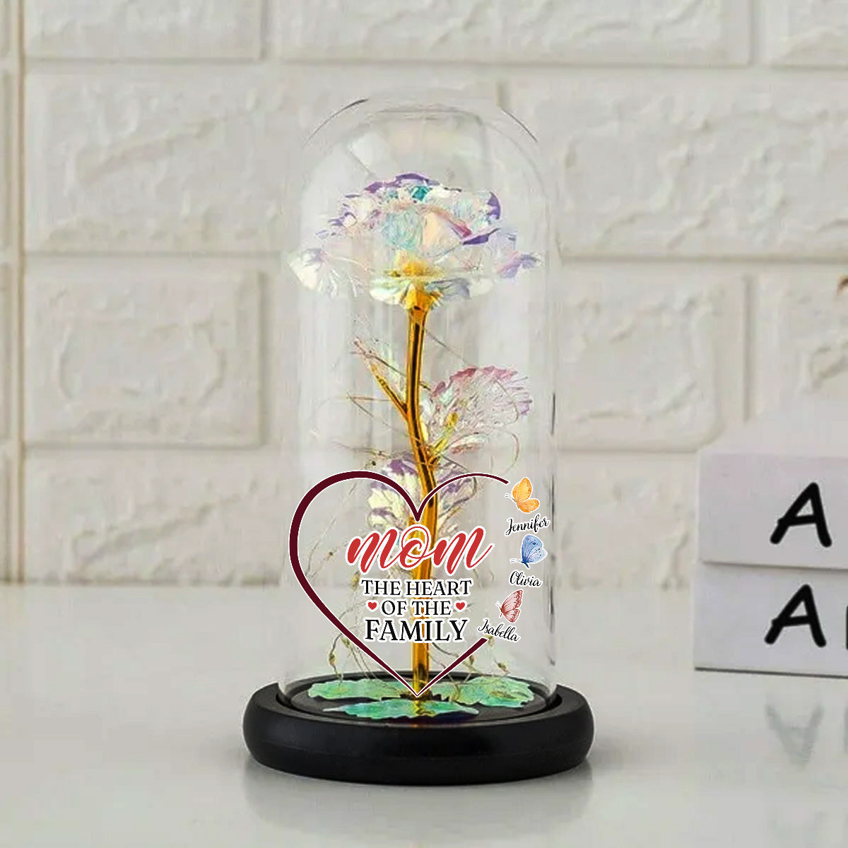 The Heart Of The Family - Personalized Custom Sparkly Rose