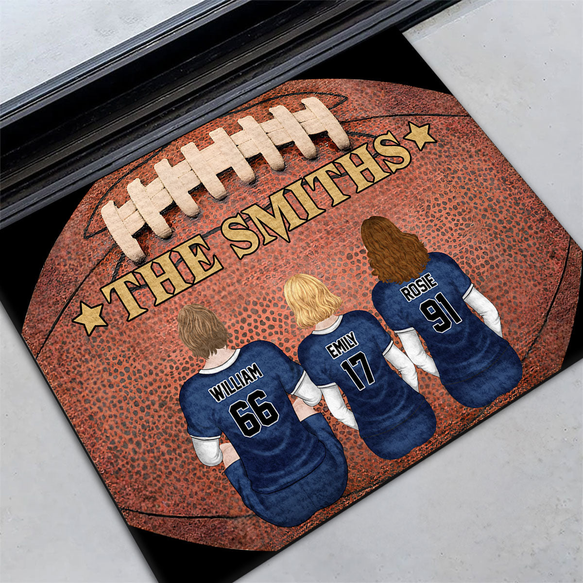 American Football Family - Personalized Custom Doormat