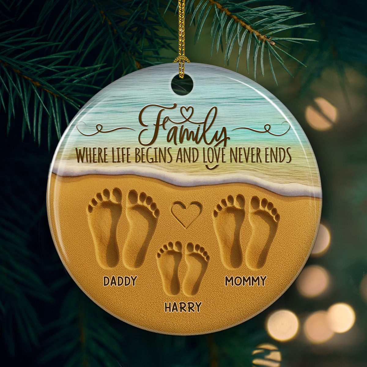 Where Love Never Ends - Personalized Custom Ceramic Ornament