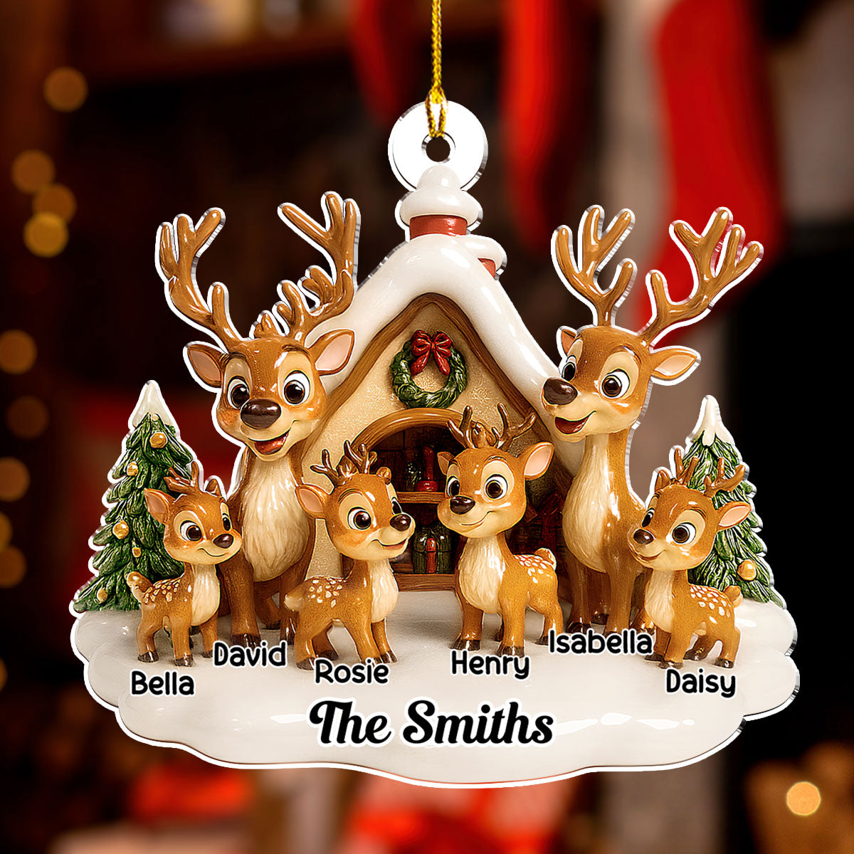 Reindeer Family - Personalized Custom Acrylic Ornament