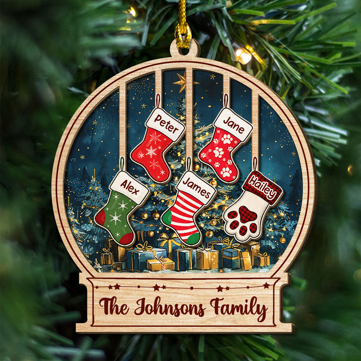 Our Family This Christmas - Personalized Custom 2-layered Wood Ornament