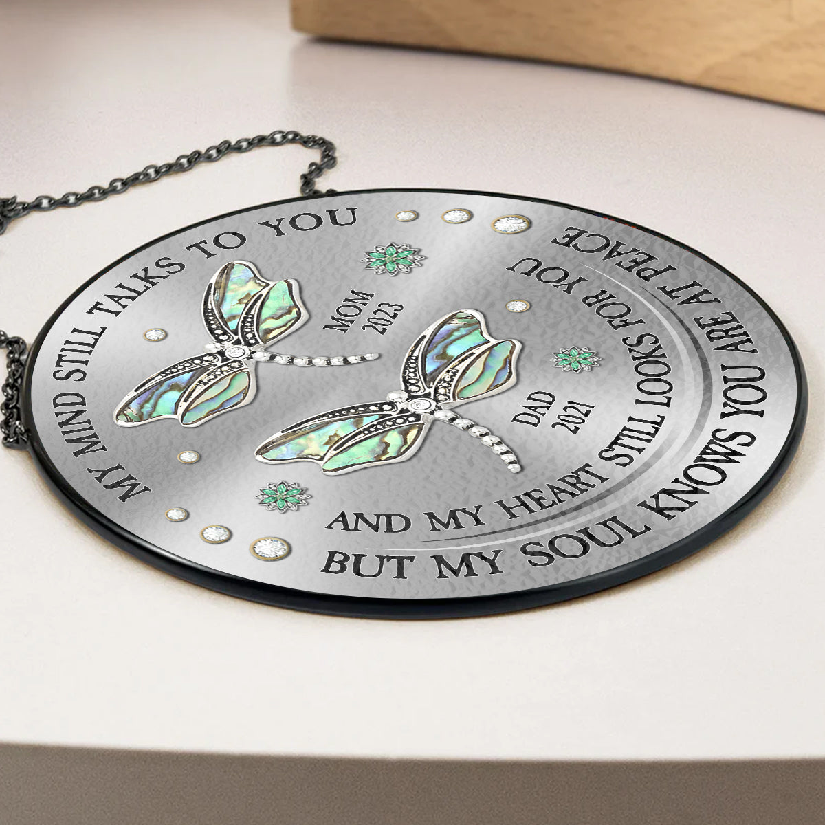 Dragonfly My Mind My Heart My Soul - Personalized Custom Window Hanging Suncatcher