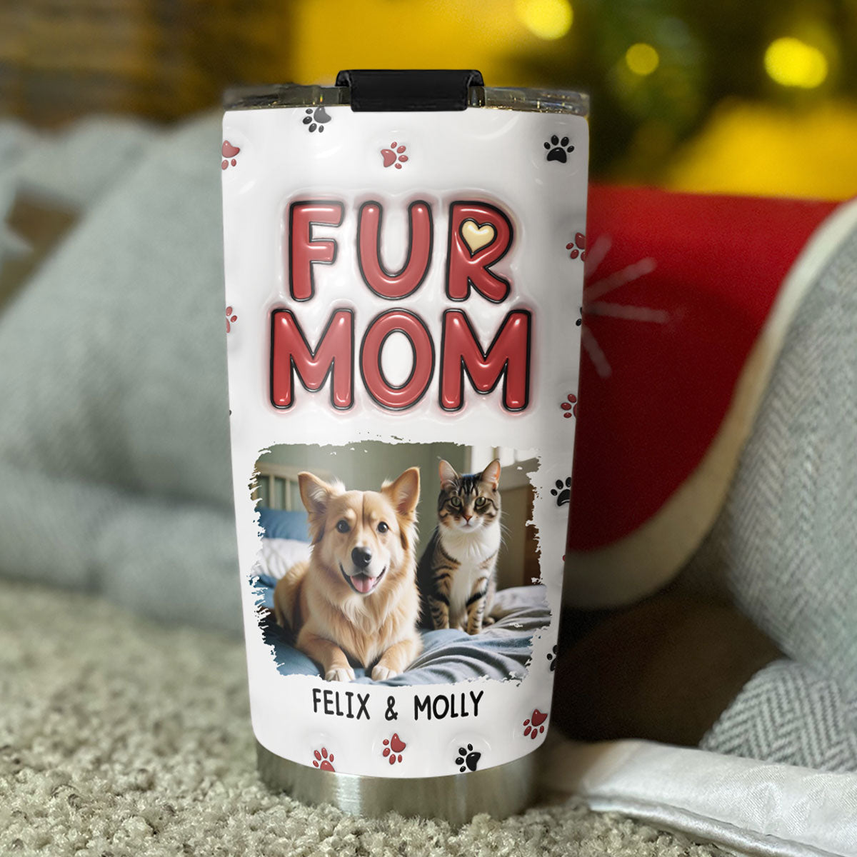 Lovely Fur Mom Photo - Personalized Custom 3D Inflated Effect Tumbler