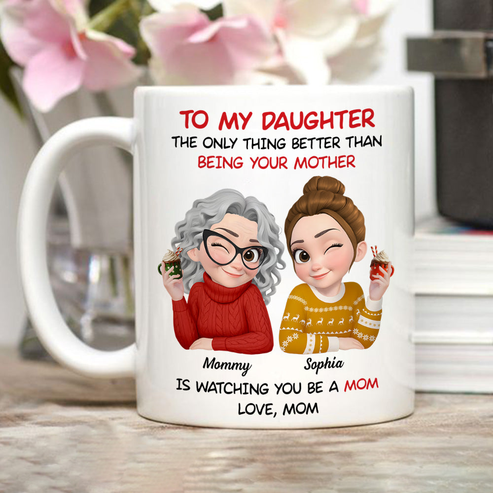 To My Daughter Cartoonize Christmas - Personalized Custom Coffee Mug
