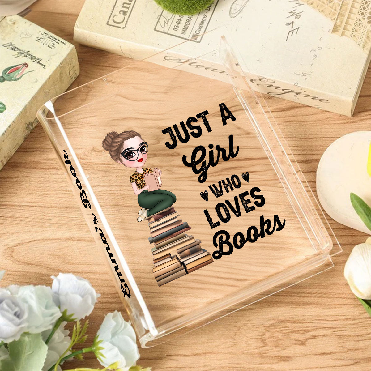 Just A Girl Loves Books - Personalized Custom Acrylic Book Vase
