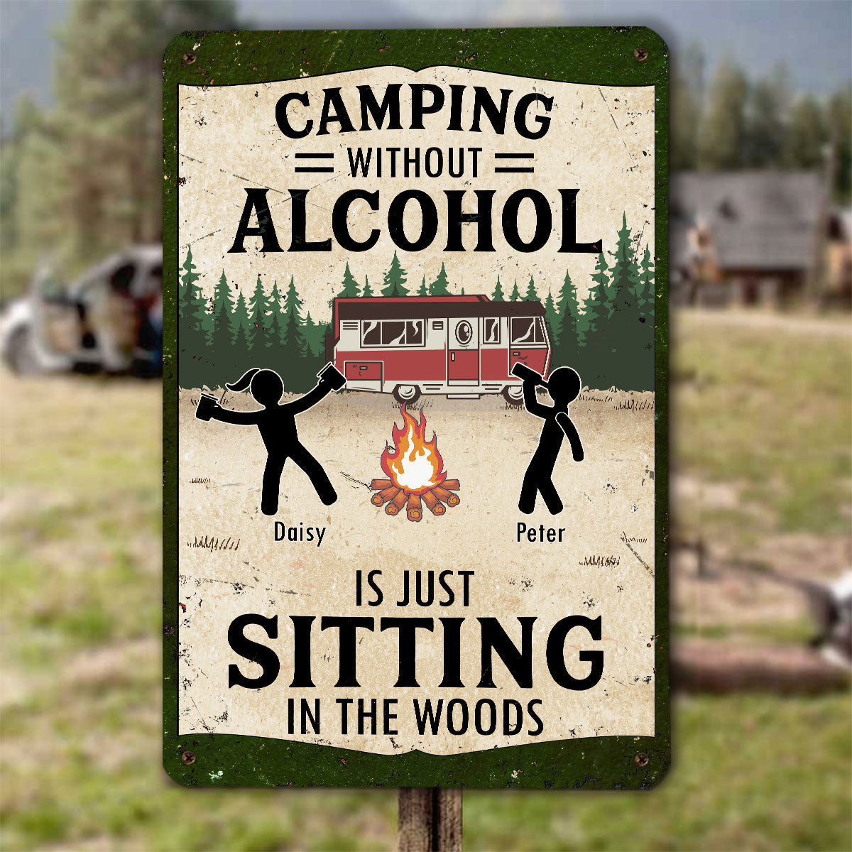 Wilderness Is Better With Whiskey - Personalized Custom Metal Sign