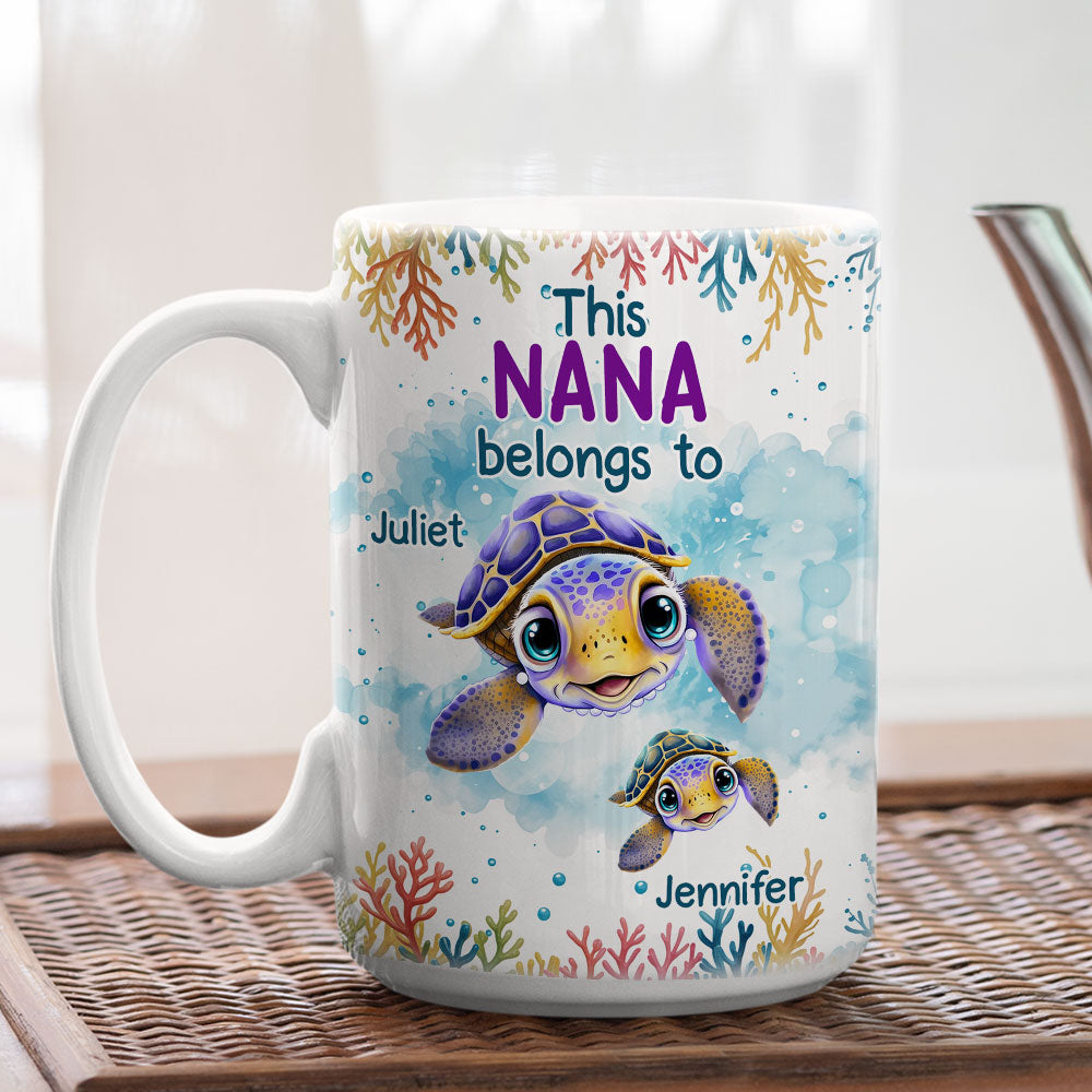 This Grandma Belongs To Turtle Summer - Personalized Custom Coffee Mug
