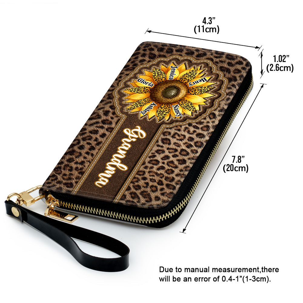 Grandma Sunflower - Personalized Custom Leather Wallet