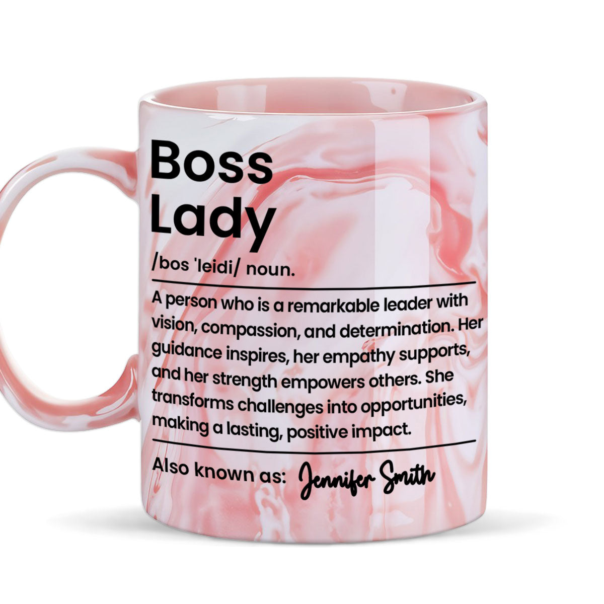 Boss Lady - Personalized Custom Pink Marble Mug
