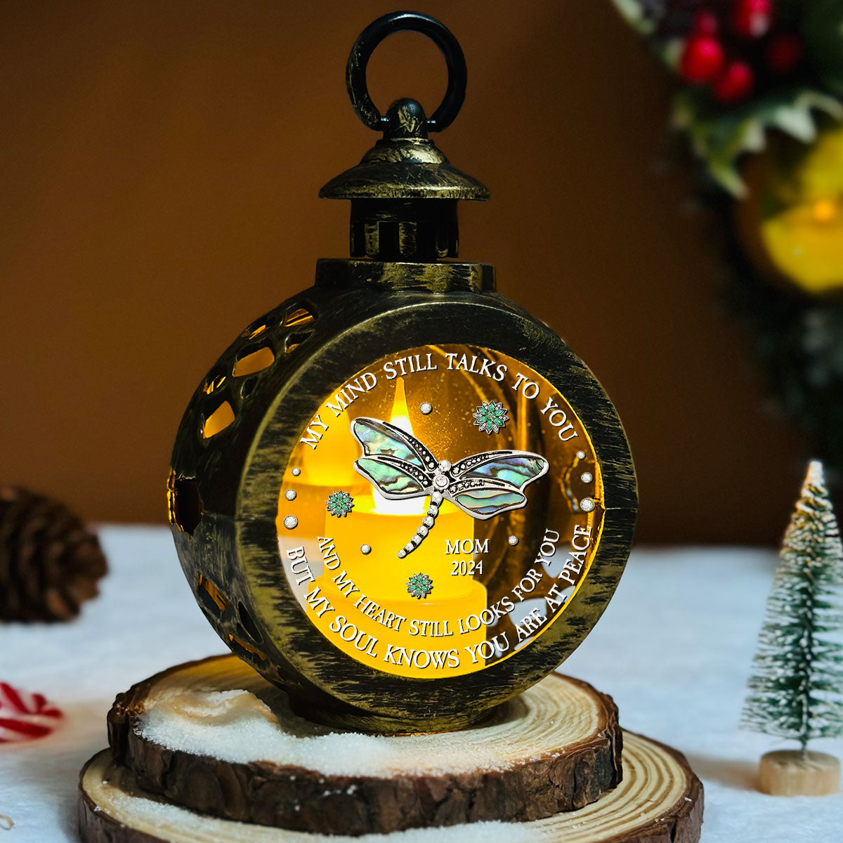 Dragonfly My Mind My Heart My Soul - Personalized Custom Christmas Lantern